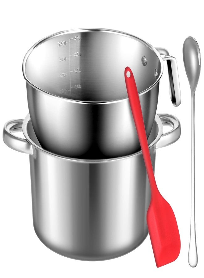 BOHUIZ 304 Stainless Steel Double Boiler with Spatula and Spoon, 4.2QT Dual-Handle Pot 2.6QT Melting Bowl with Scale and Handle Stackable Water Bath Melting Pot Set for Chocolate, Butter, Sugar, Wax - Image 1